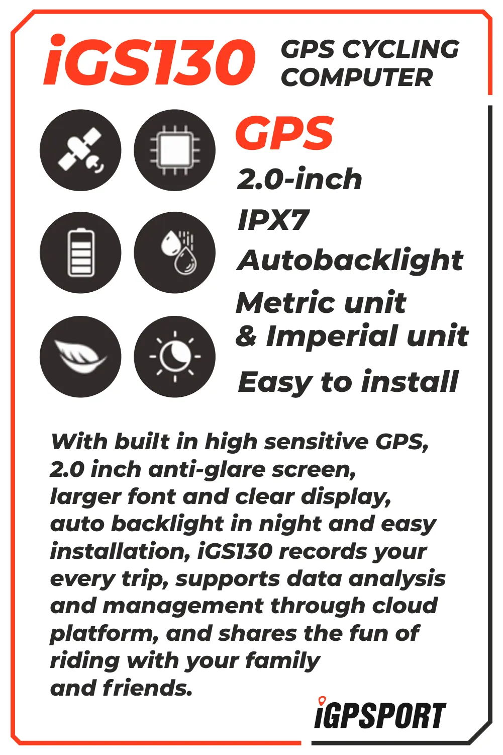 iGPSPORT iGS130 GPS Cycling Computer (IGS130)