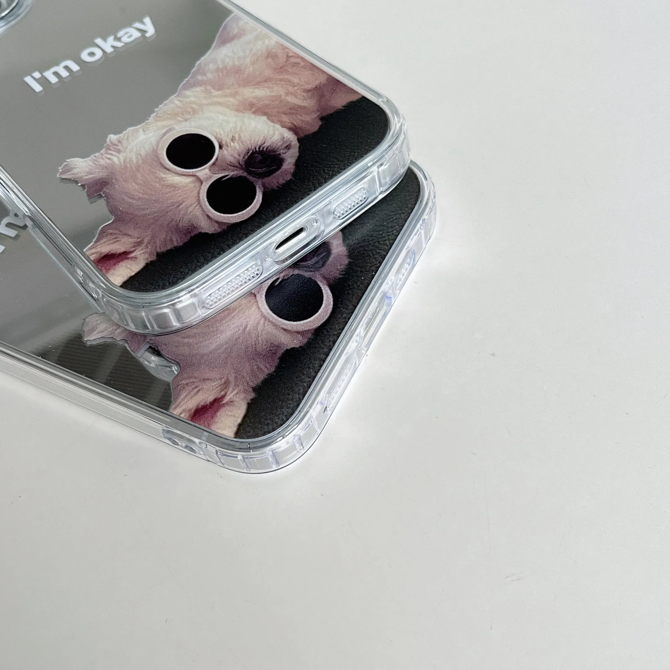 I'm Okay, Cute Dog Designer Silicon Mirror Case for iPhone