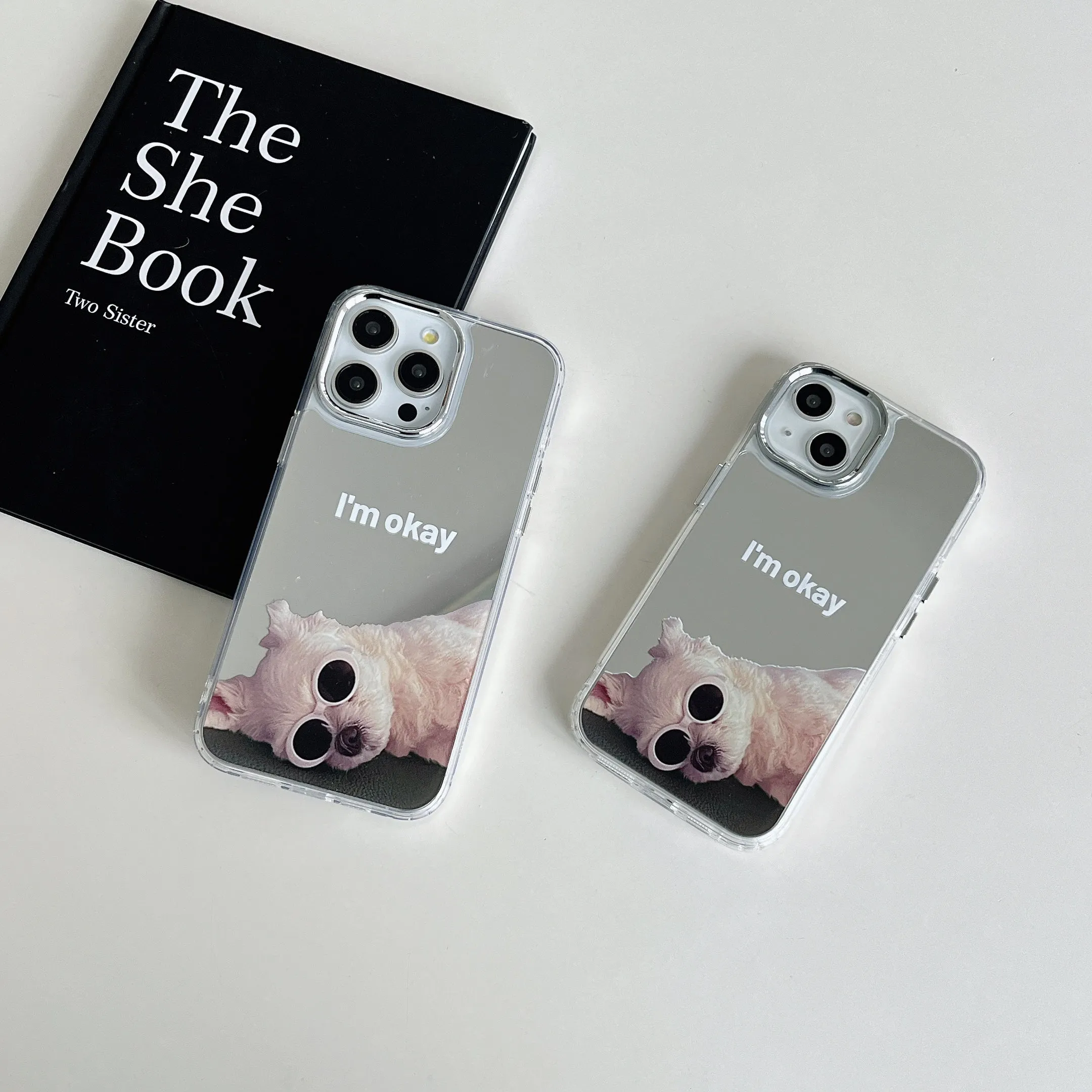 I'm Okay, Cute Dog Designer Silicon Mirror Case for iPhone