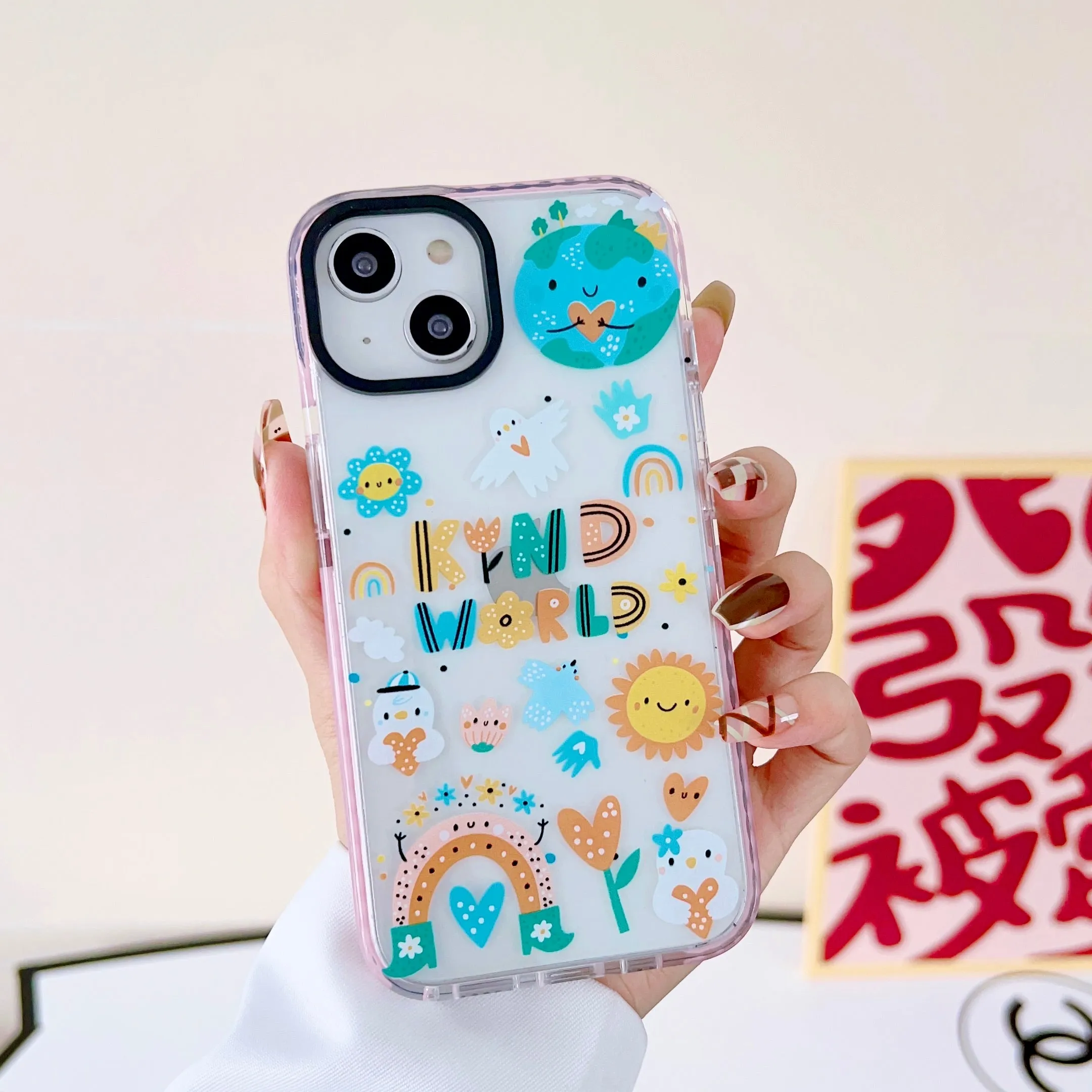 Impact Proof Silicon Case For iPhone ( Cute Sticker Design  )