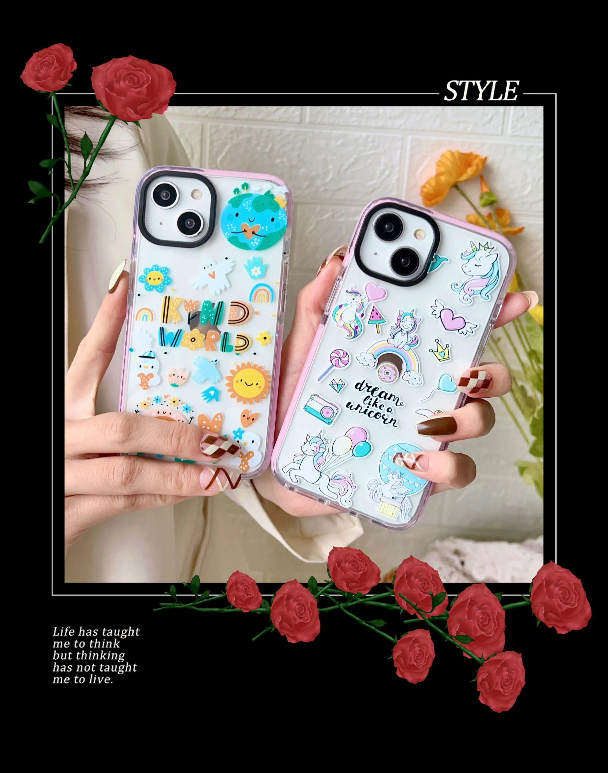 Impact Proof Silicon Case For iPhone ( Cute Sticker Design  )