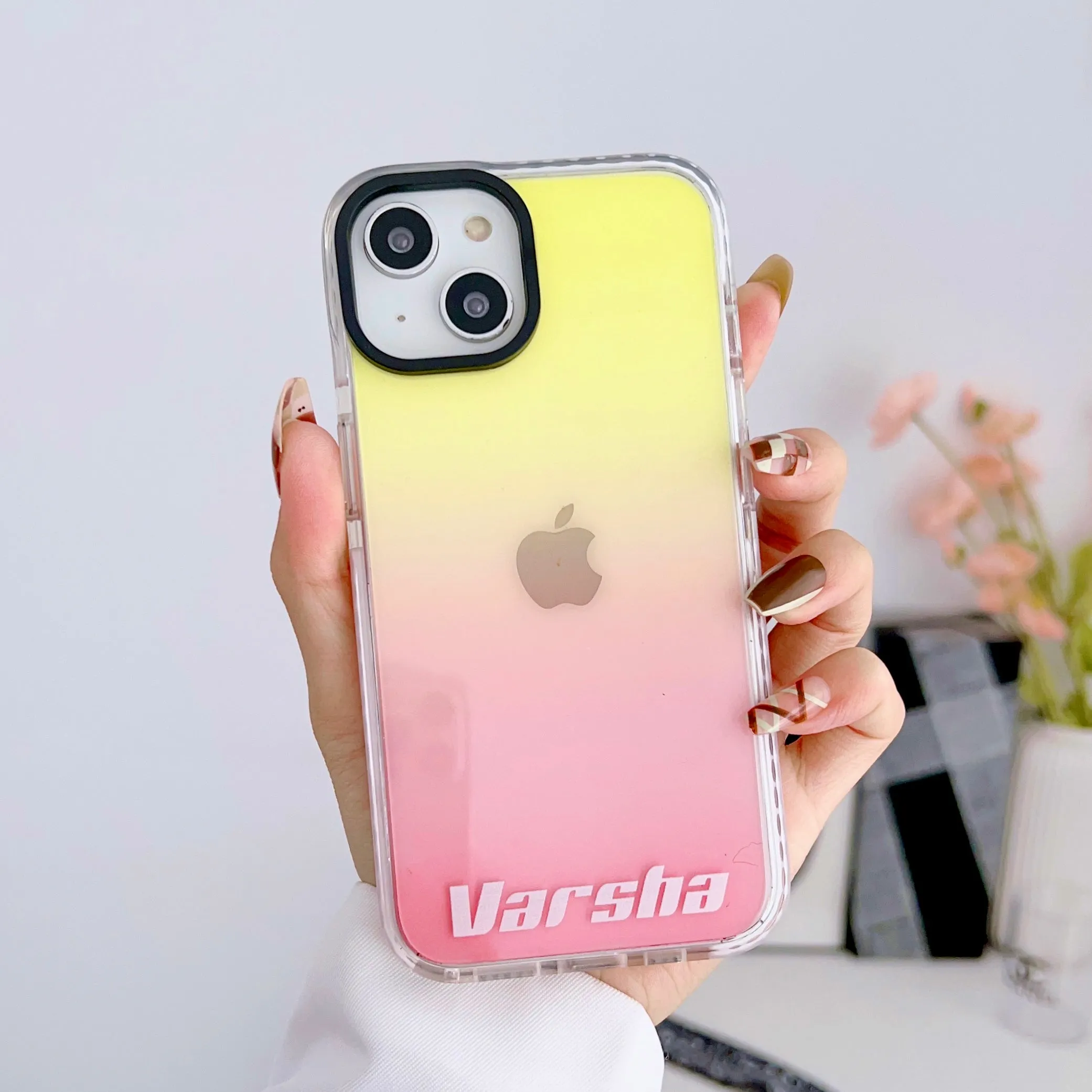 iPhone Impact Proof Customised Silicon Case ( Yellow And Pink Gradeint )