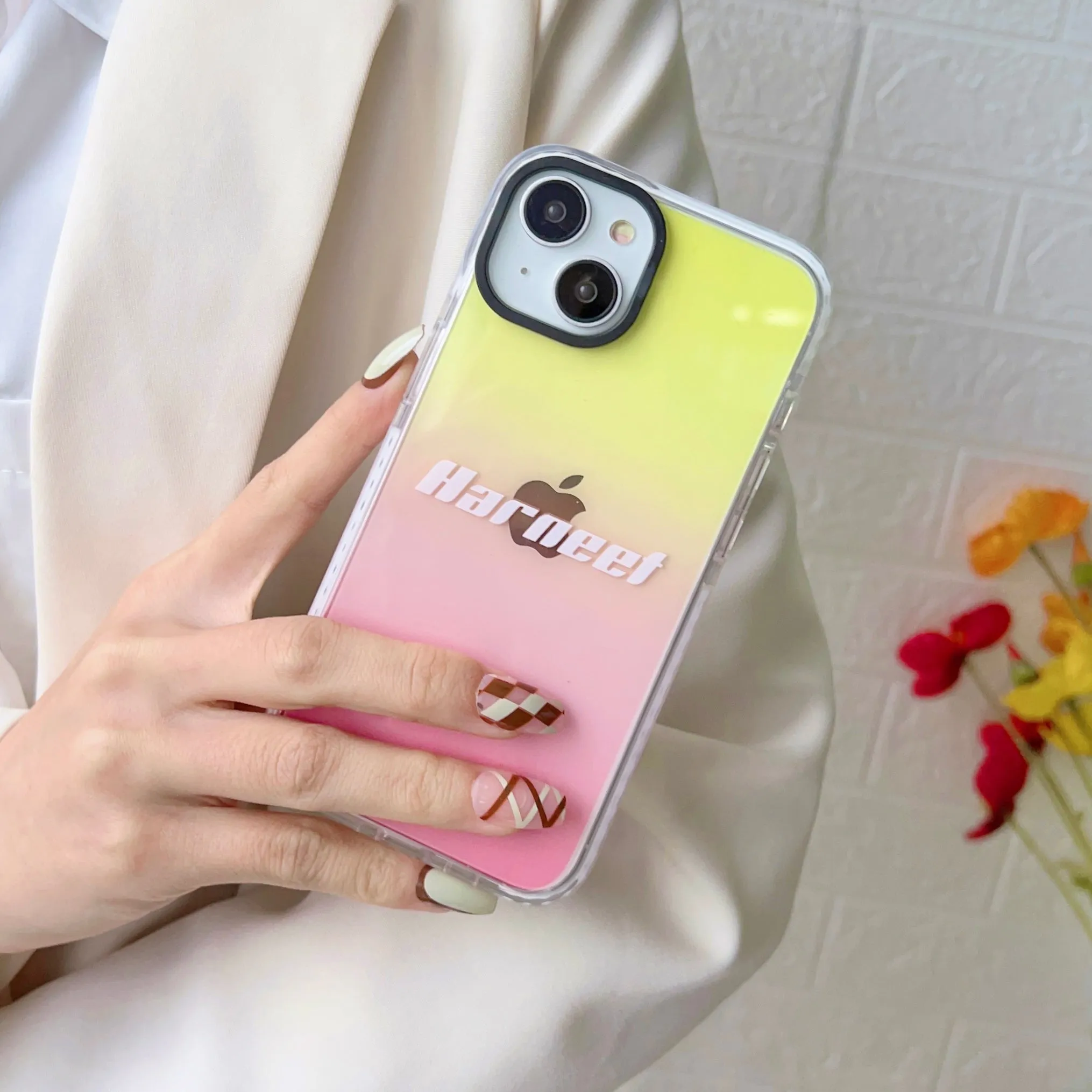 iPhone Impact Proof Customised Silicon Case ( Yellow And Pink Gradeint )