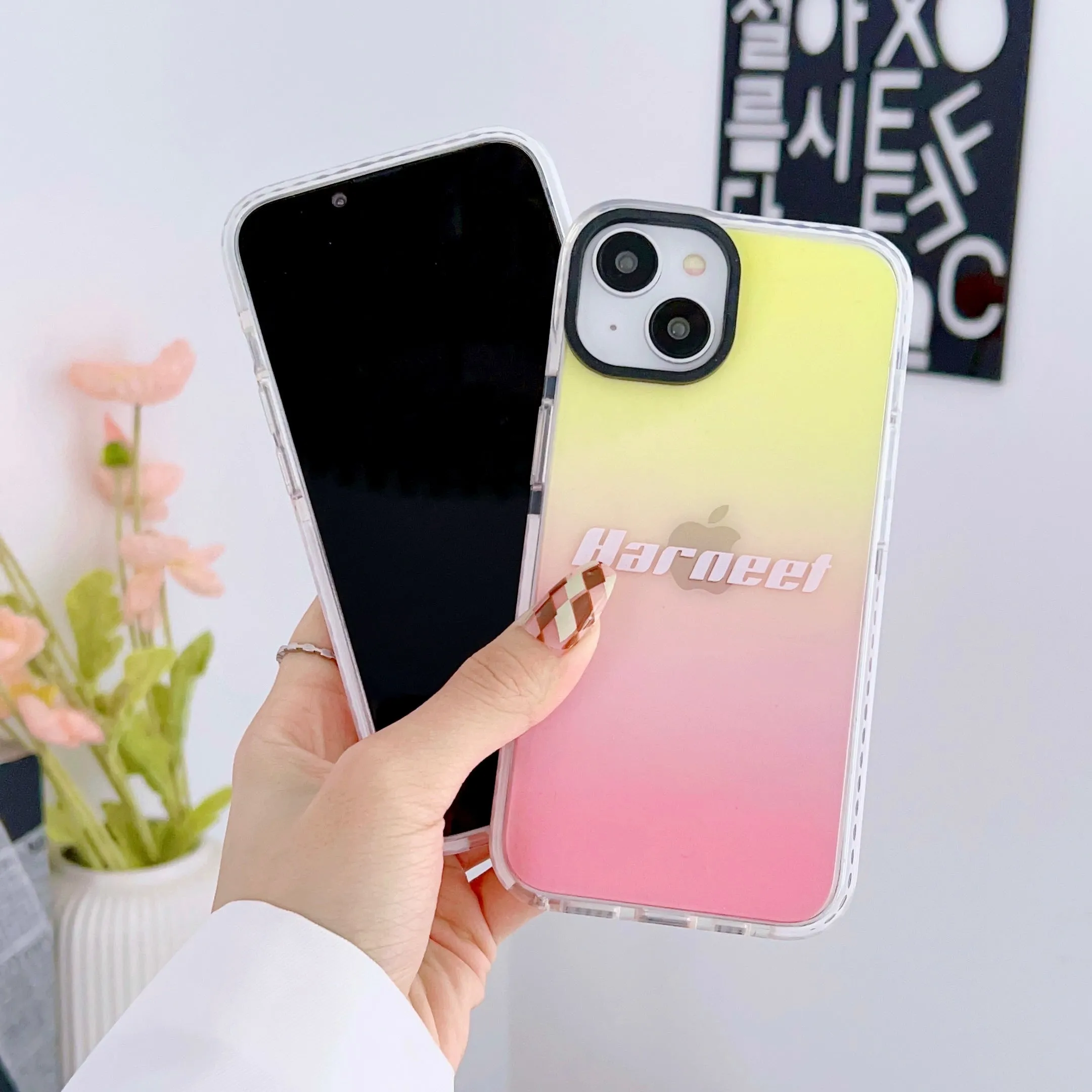iPhone Impact Proof Customised Silicon Case ( Yellow And Pink Gradeint )