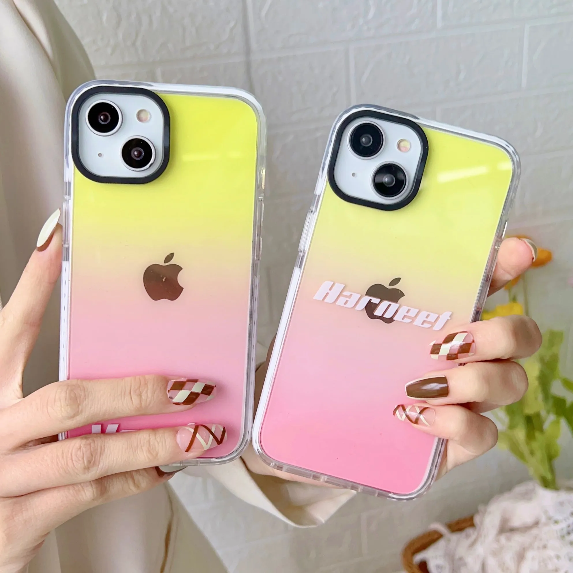 iPhone Impact Proof Customised Silicon Case ( Yellow And Pink Gradeint )