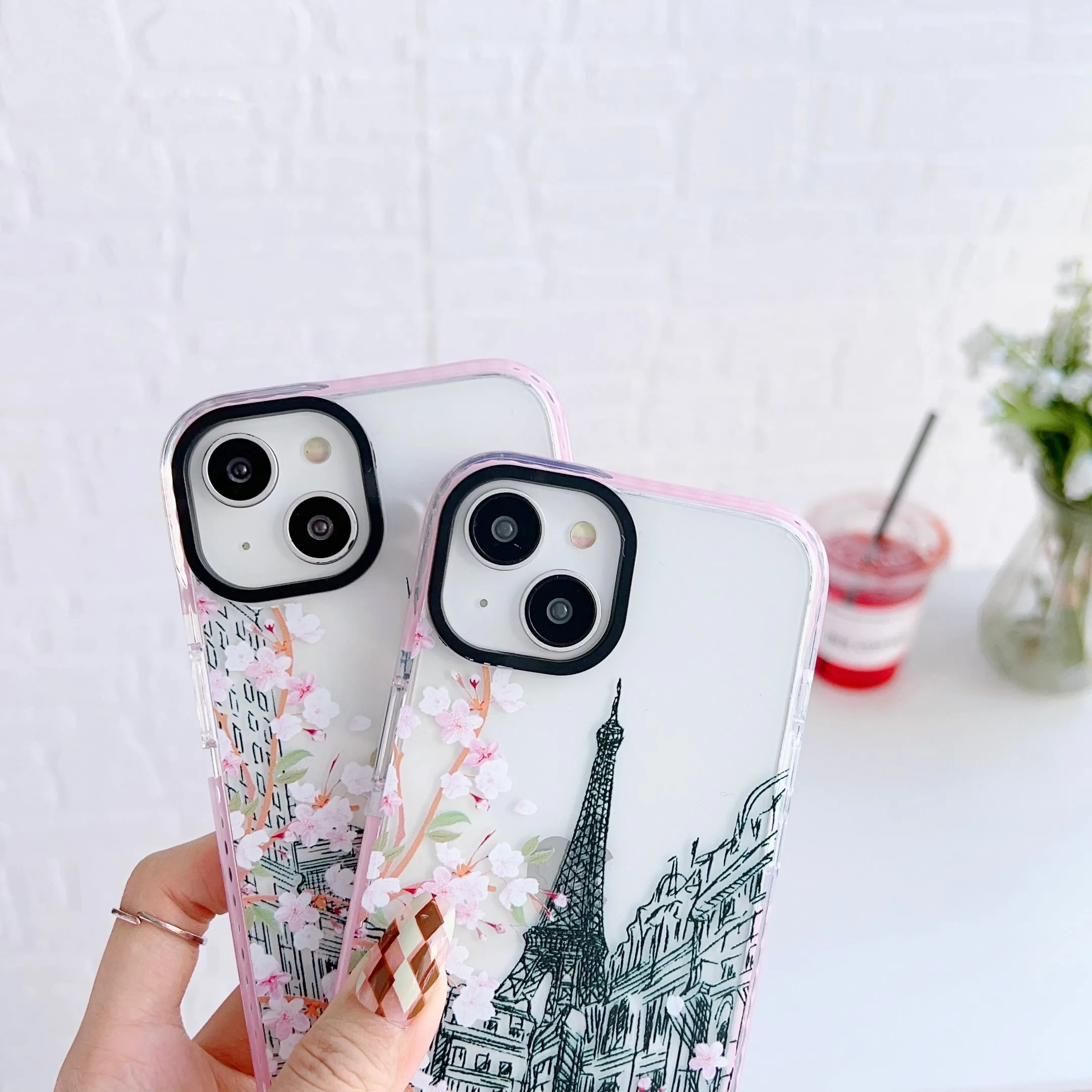 iPhone Impact Proof Silicon Case ( Paris And London Pink )