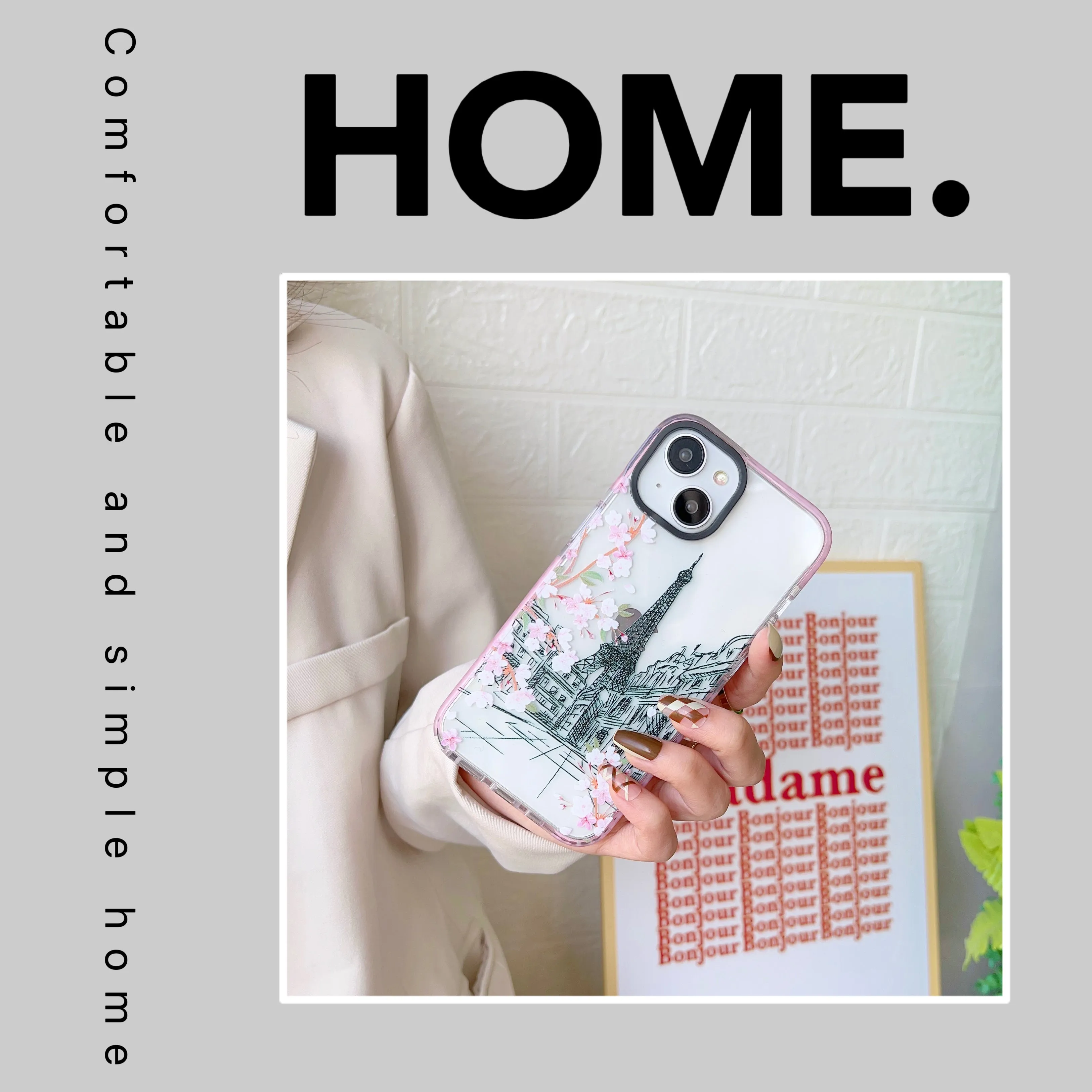 iPhone Impact Proof Silicon Case ( Paris And London Pink )