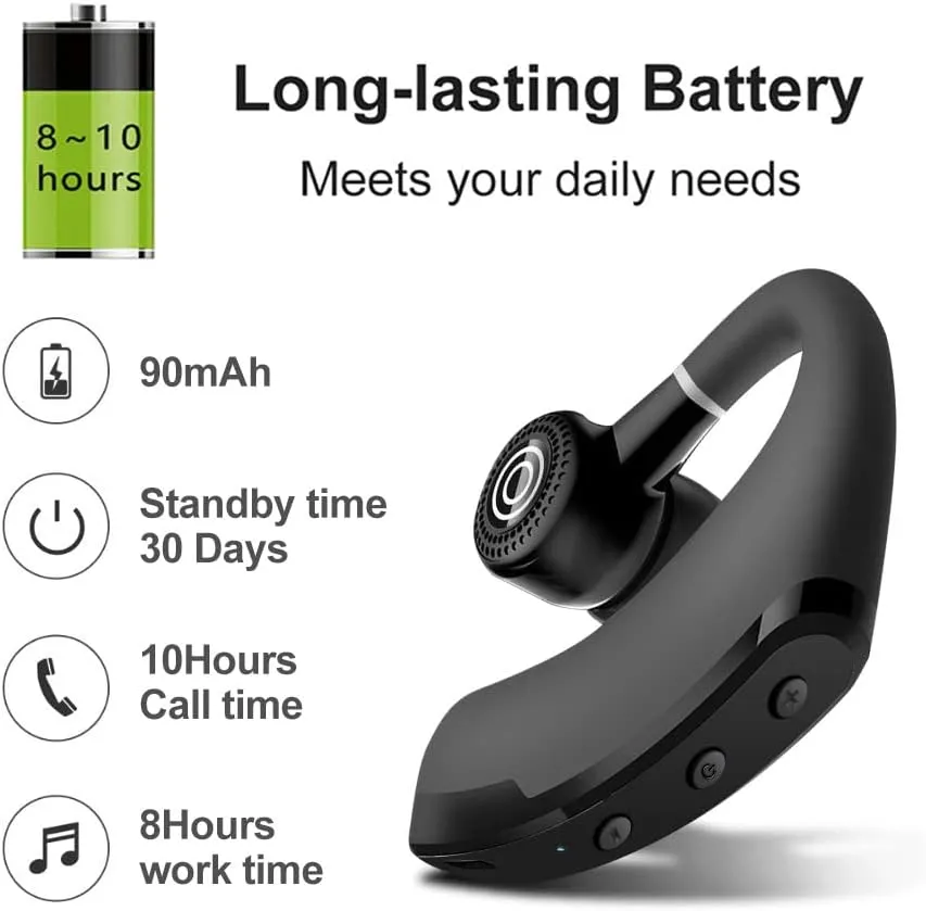 ITEM# 0163   Wireless Earbuds,25 Hours Talktime Wireless Mono Bluetooth Headset with HD Microphone CVC8.0 Bluetooth Headphone Noise Reduction 270 ° Rotatable for Working/Driving (Watch Video)