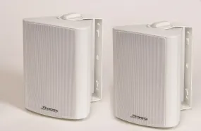 JA AUDIO OUTDOOR 120 WATT SURROUND SOUND SPEAKER PAIR WHITE