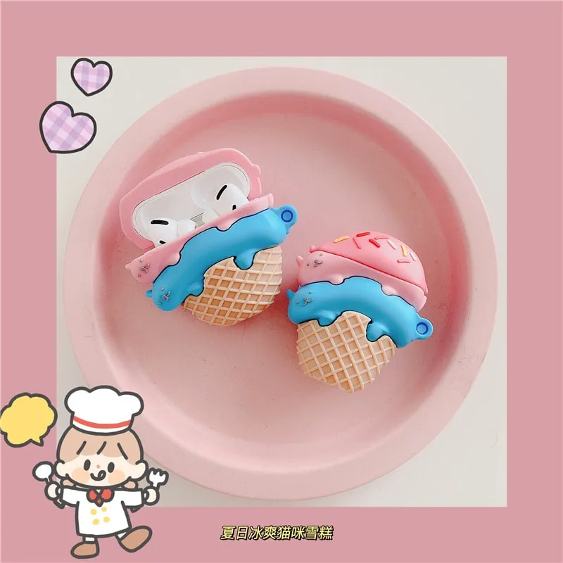 Kawaii Ice Cream Cone Airpods Case