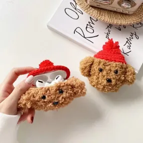 Kawaii Red Hat Teddy Bear Plush AirPods Case
