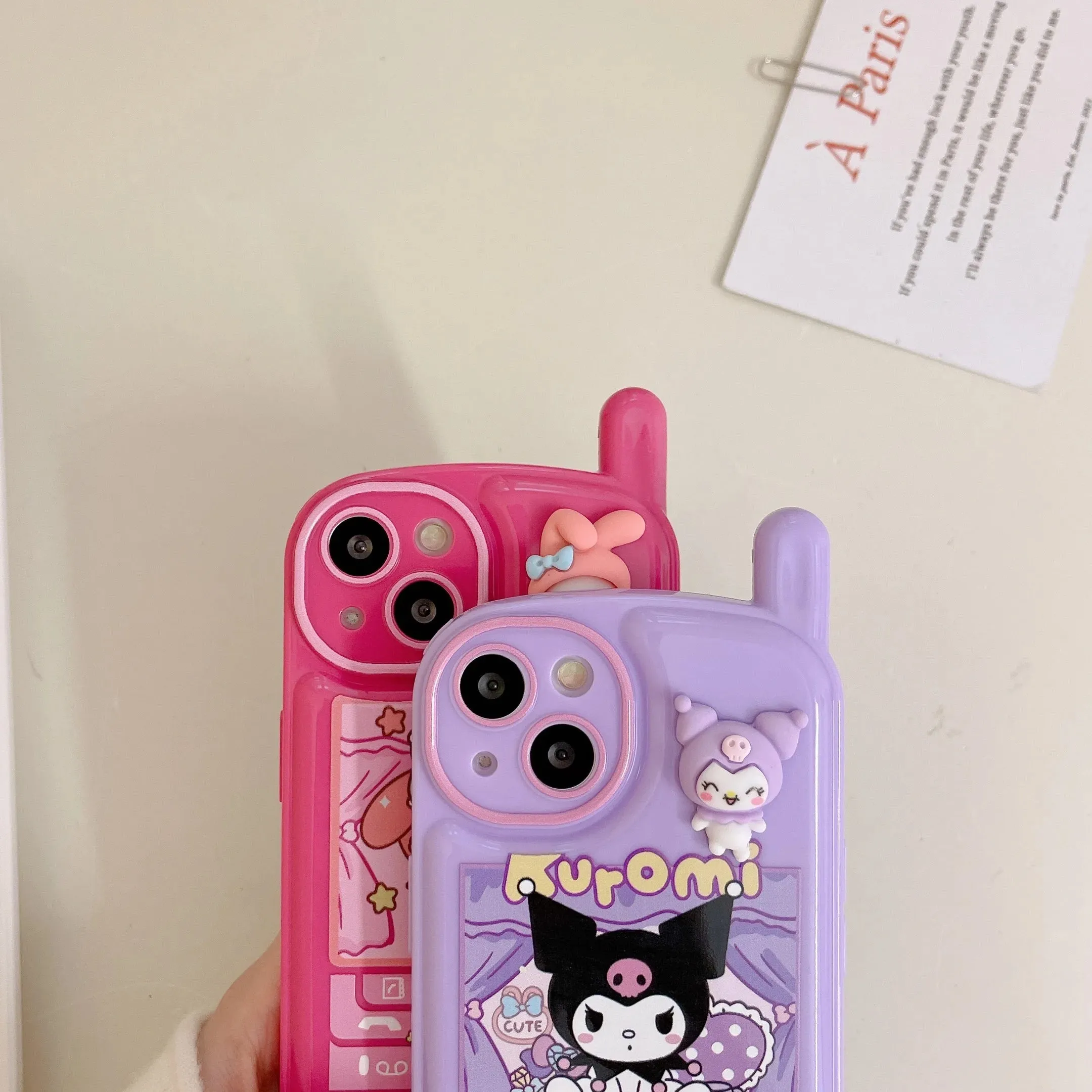 Kawaii Retro Antenna iPhone Case (Kuromi & My Melody)