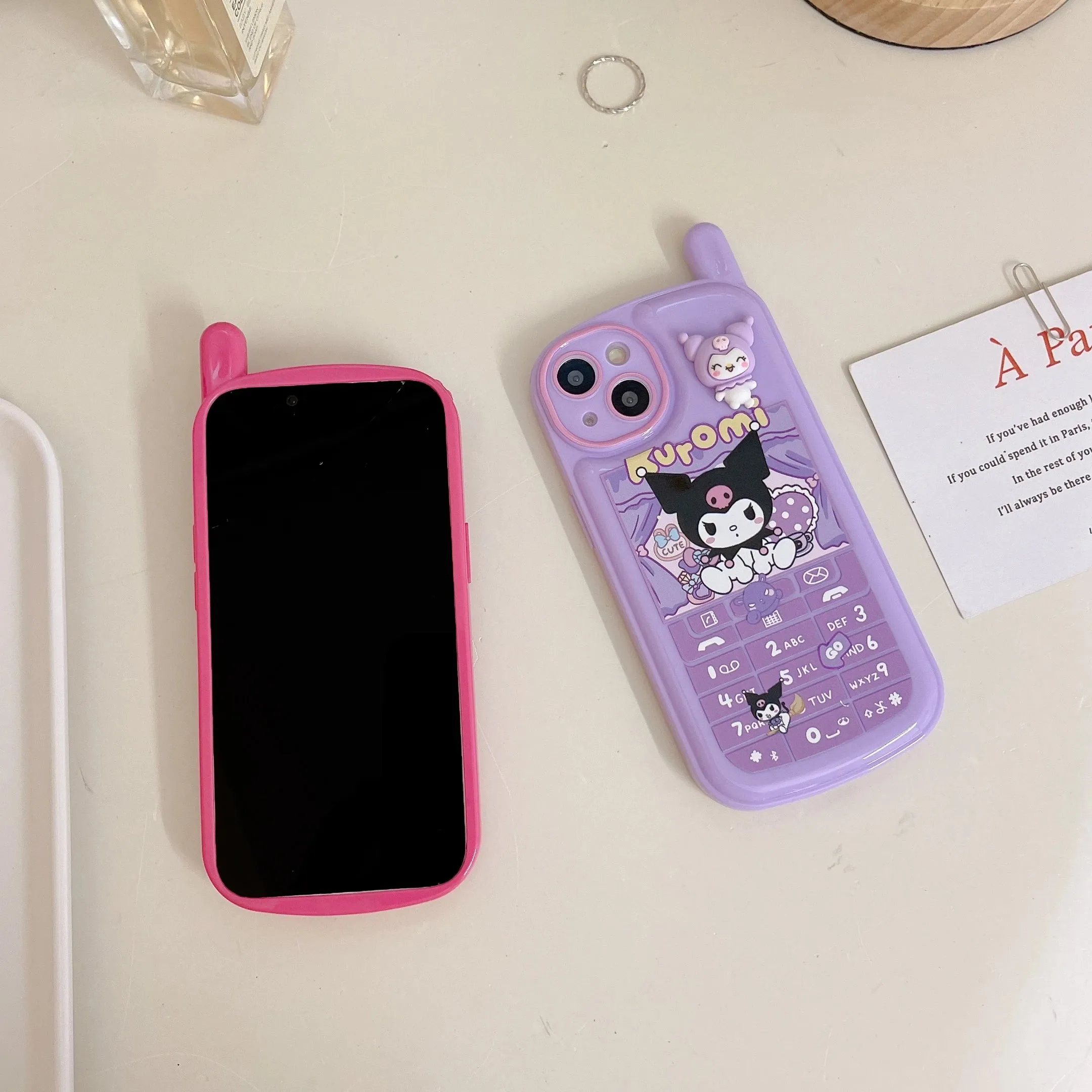 Kawaii Retro Antenna iPhone Case (Kuromi & My Melody)