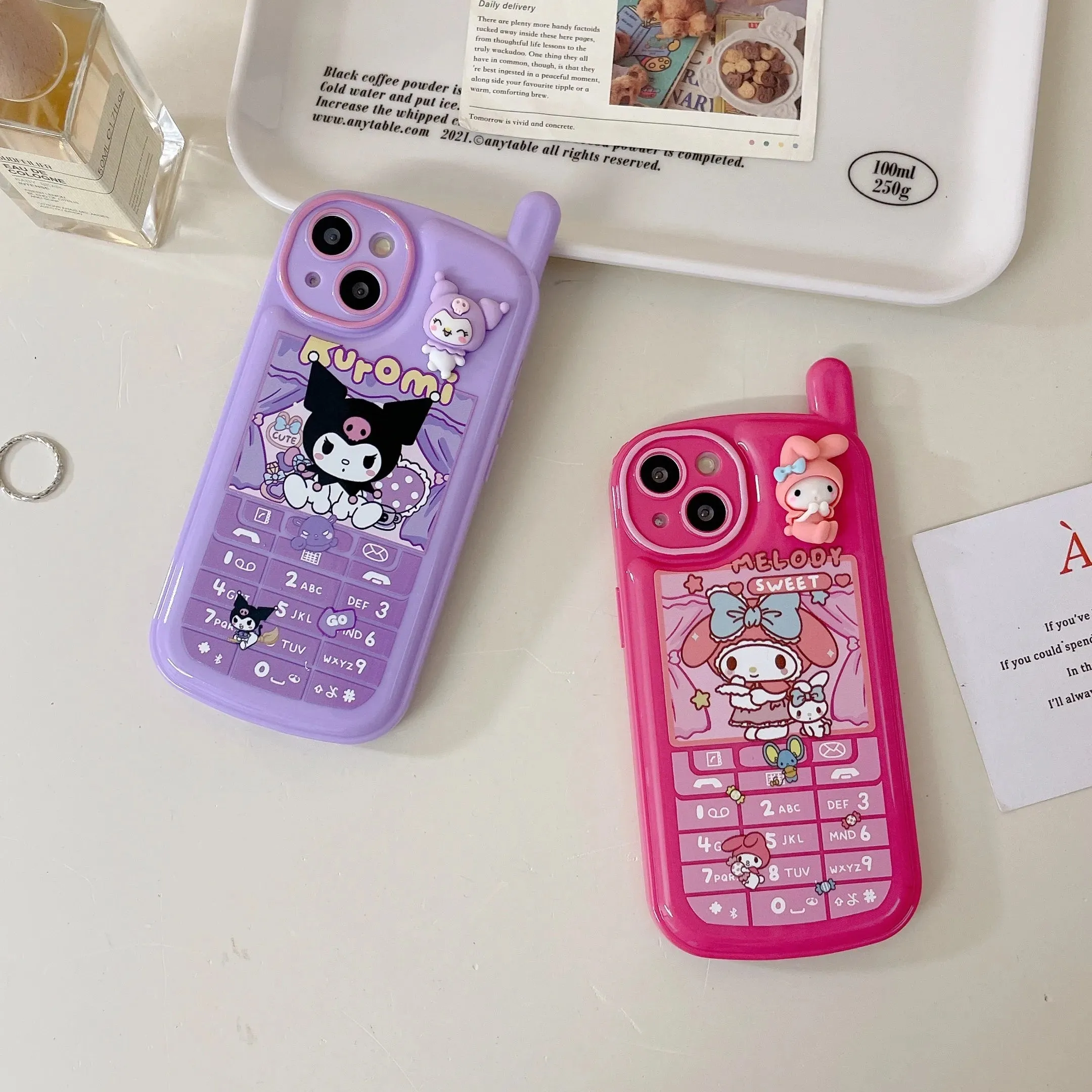 Kawaii Retro Antenna iPhone Case (Kuromi & My Melody)