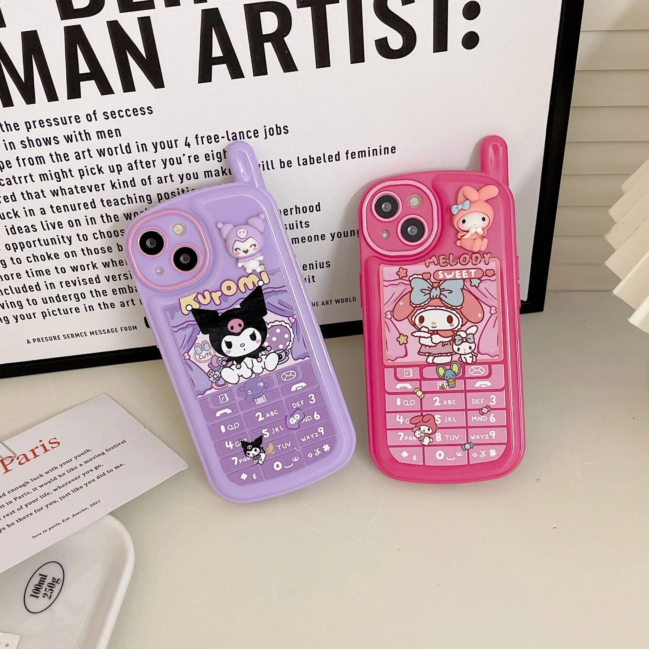 Kawaii Retro Antenna iPhone Case (Kuromi & My Melody)