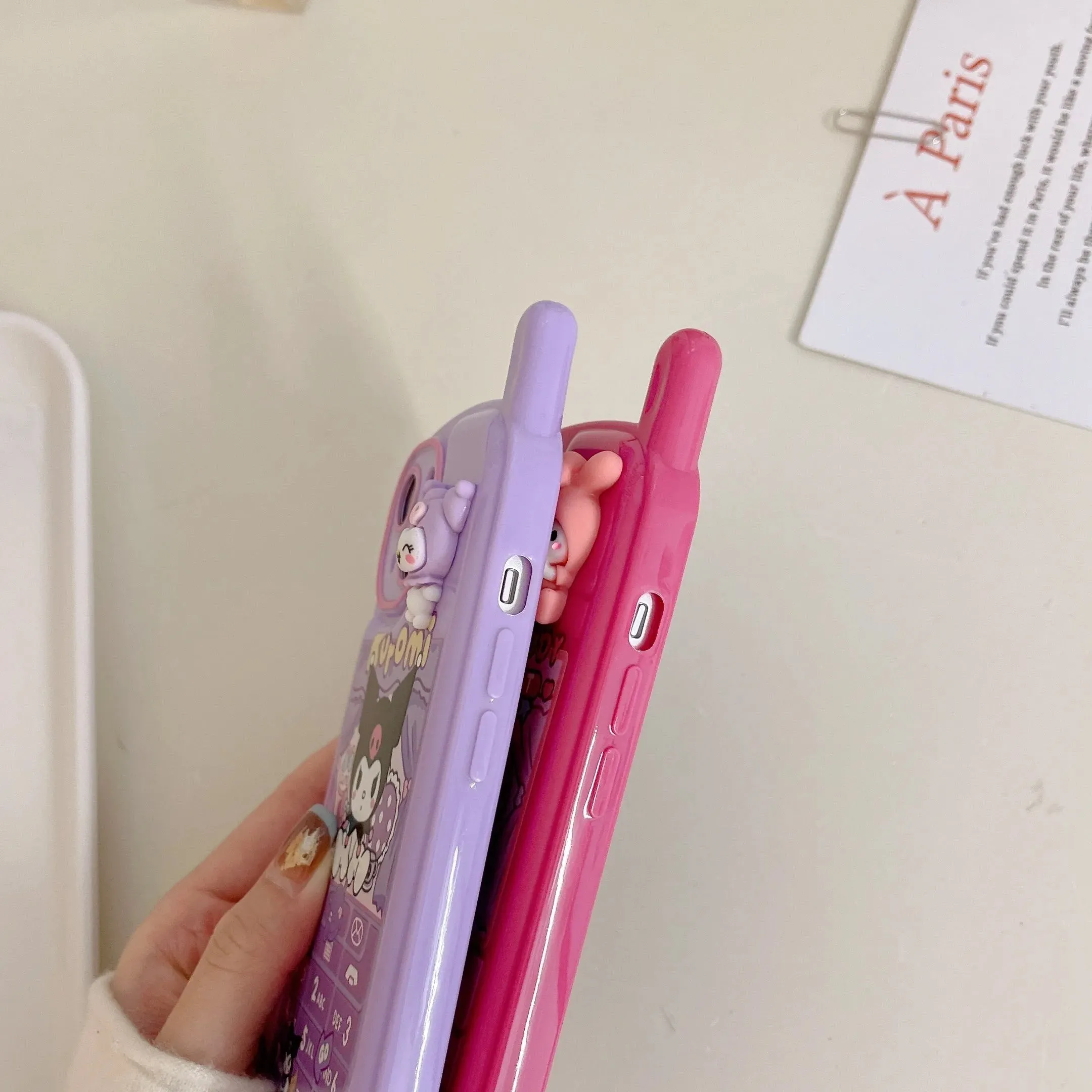 Kawaii Retro Antenna iPhone Case (Kuromi & My Melody)
