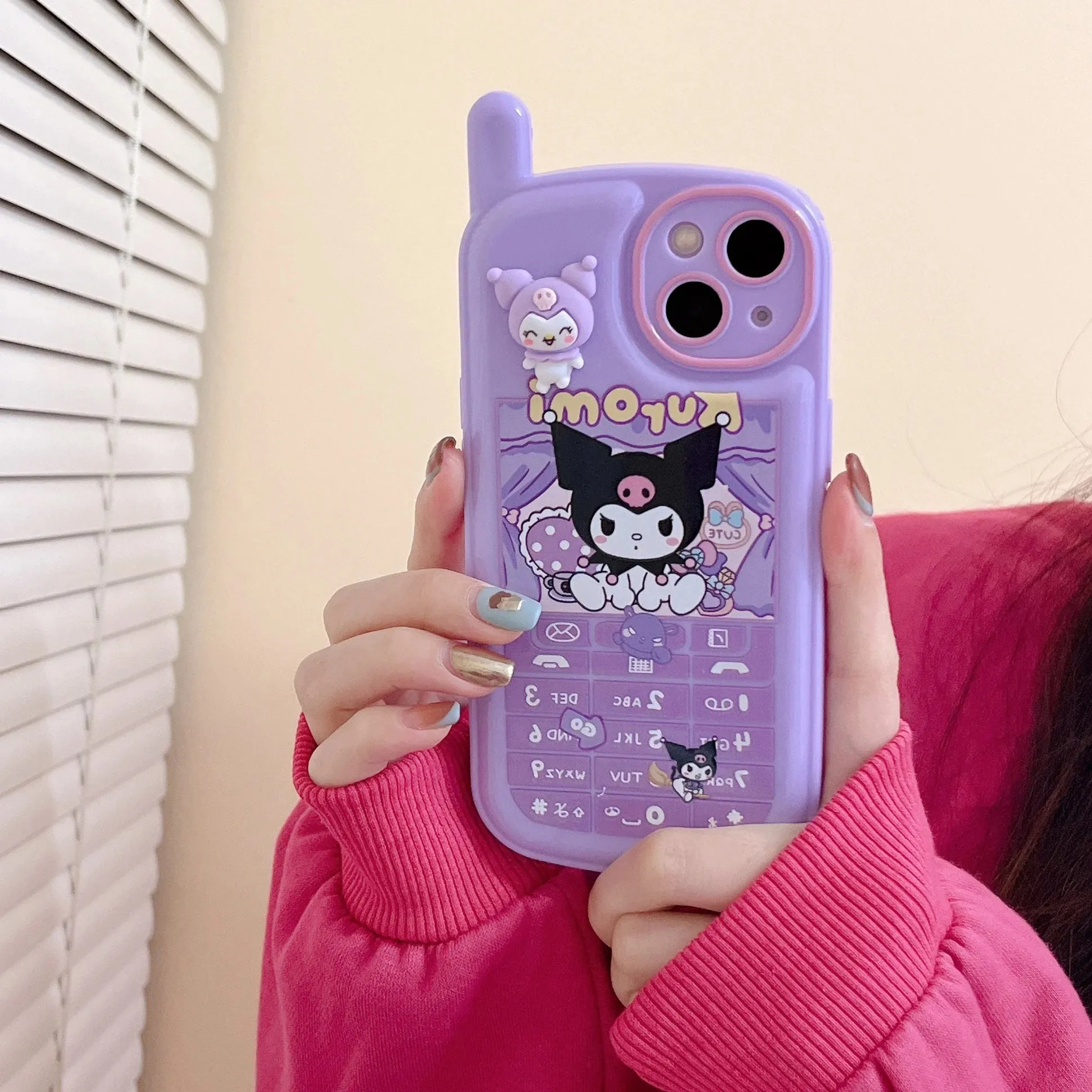 Kawaii Retro Antenna iPhone Case (Kuromi & My Melody)