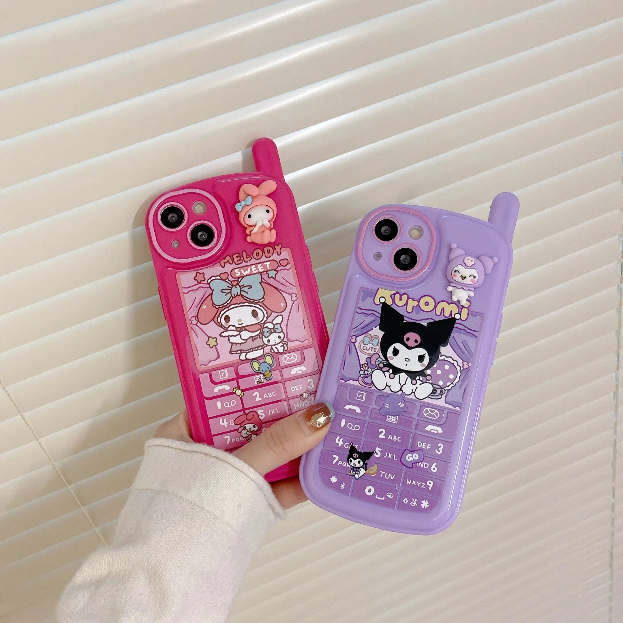 Kawaii Retro Antenna iPhone Case (Kuromi & My Melody)