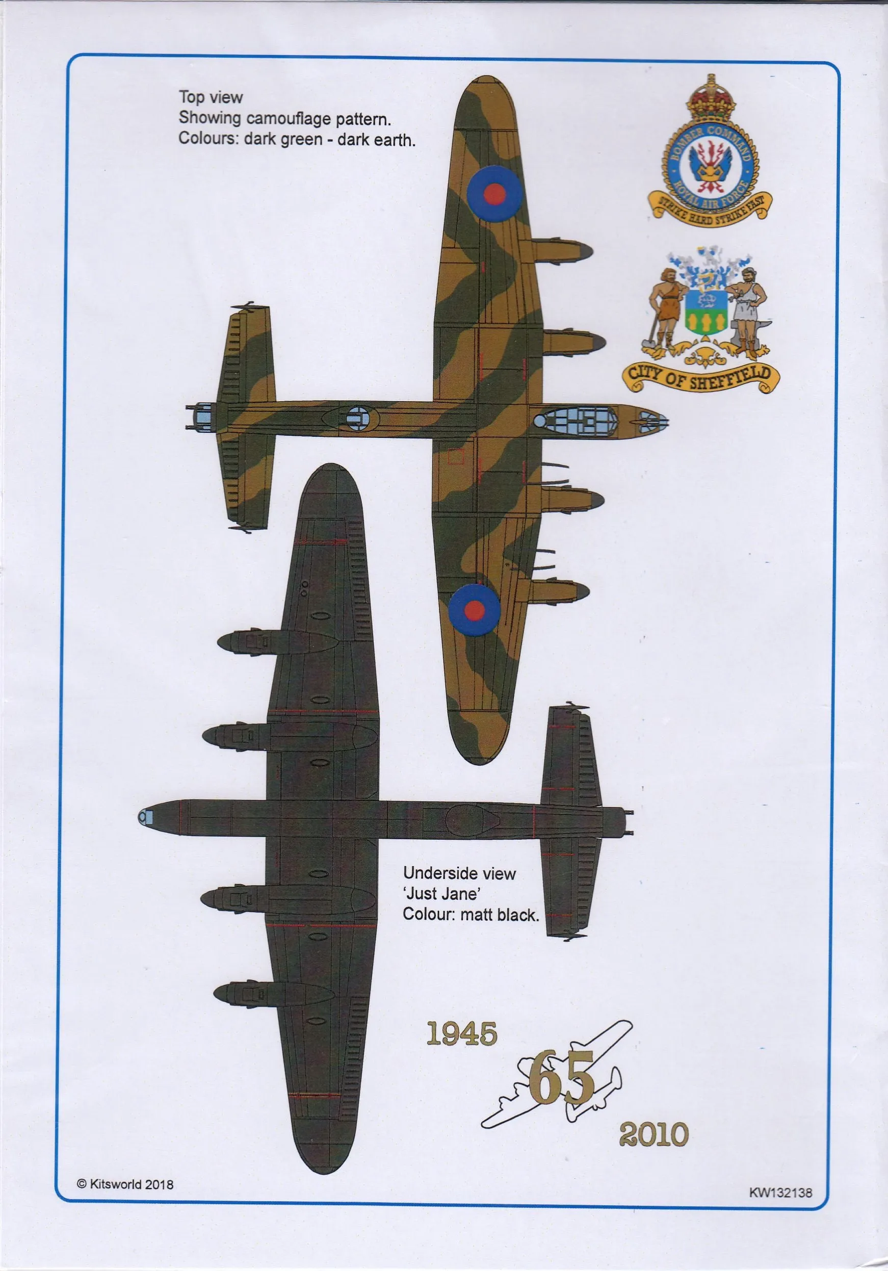 Kits-World KW132138 Avro Lancaster B Mk.VII 'Just Jane' Decals 1/32