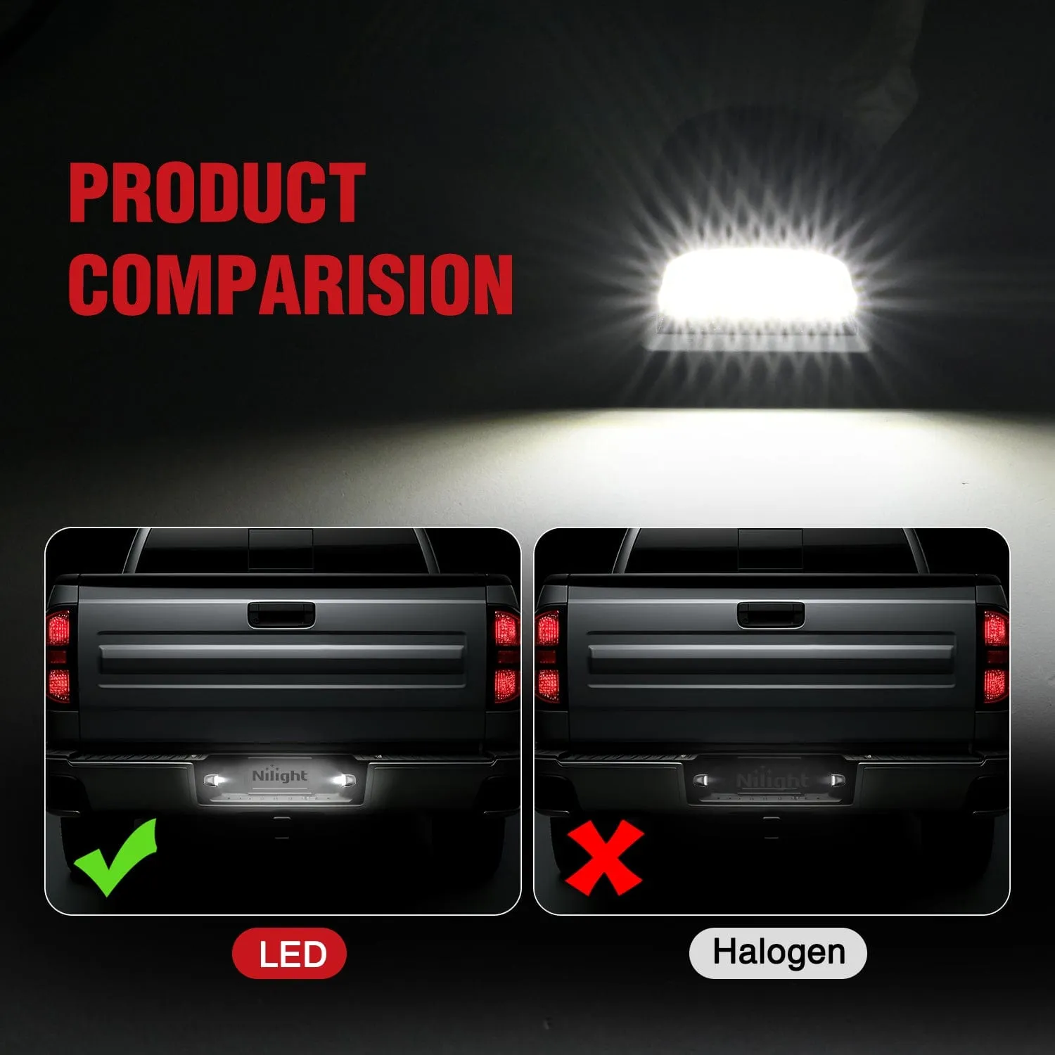 License Plate Lights Compatible with 1999-2001 2002 2003 2004 2005 2006 2007 2008 2009 2010 2011 2012 2013 Chevy Silverado 1500 2500 3500 GMC Sierra Black housing 6000K White 2PCS Pack