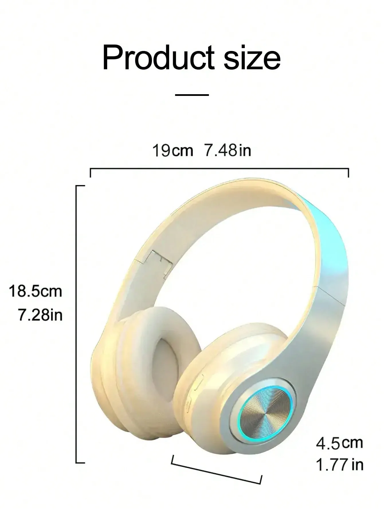Light Emitting Wireless Headphones,Colorful LED Lights Comfort Over