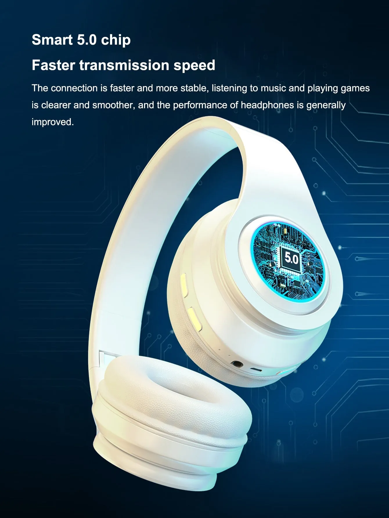 Light Emitting Wireless Headphones,Colorful LED Lights Comfort Over