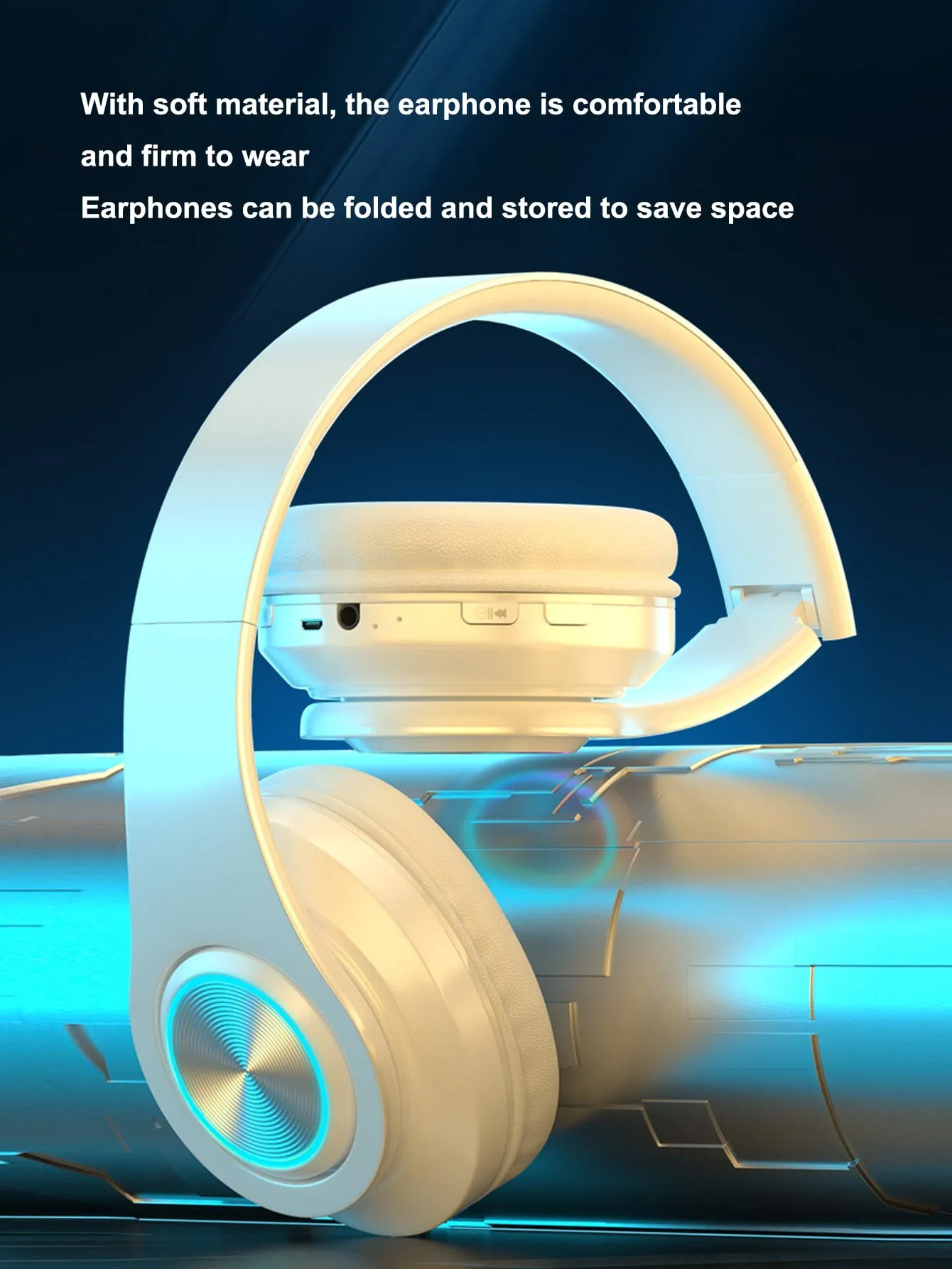 Light Emitting Wireless Headphones,Colorful LED Lights Comfort Over
