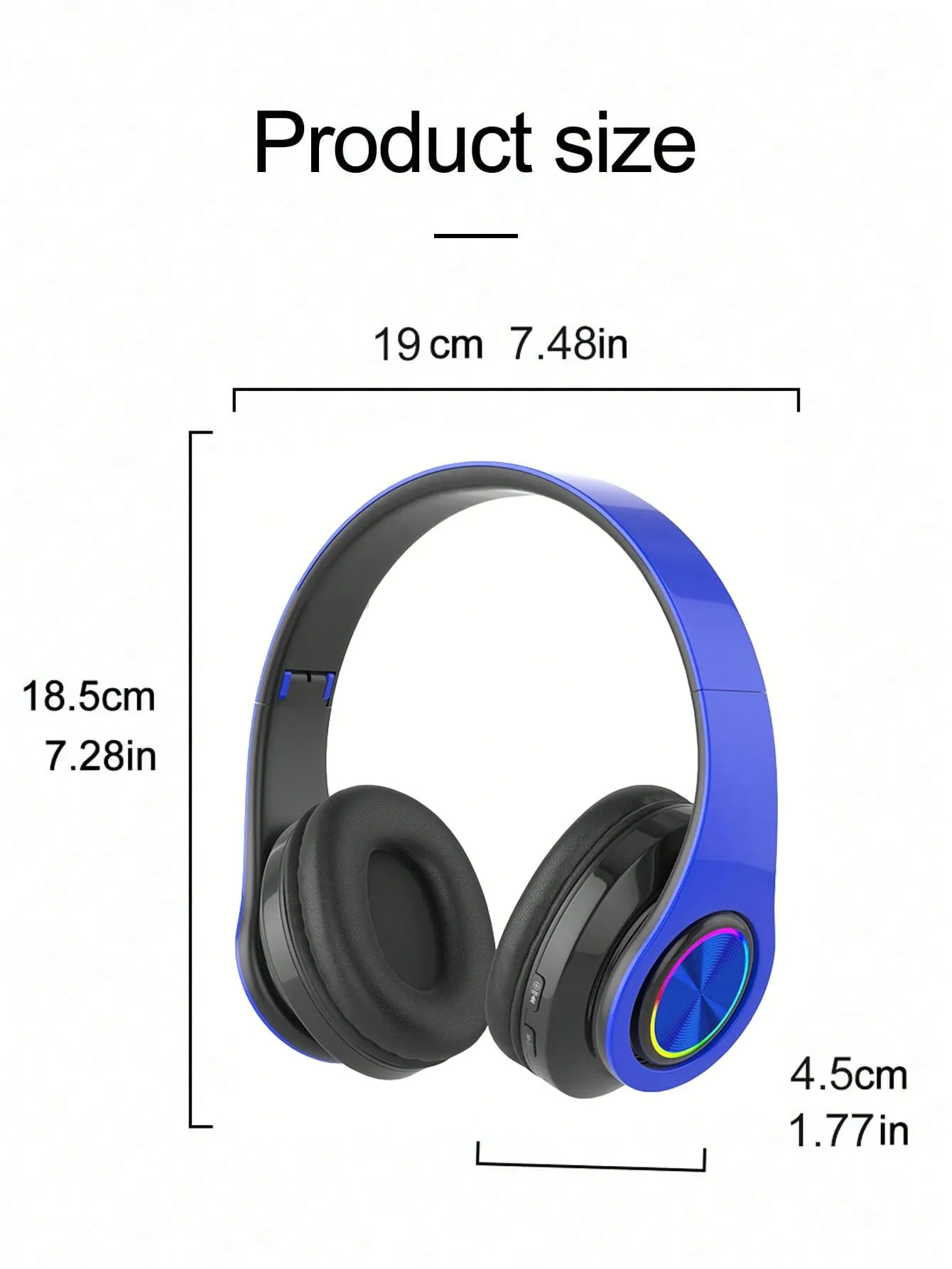 Light Emitting Wireless Headphones,Colorful LED Lights Comfort Over