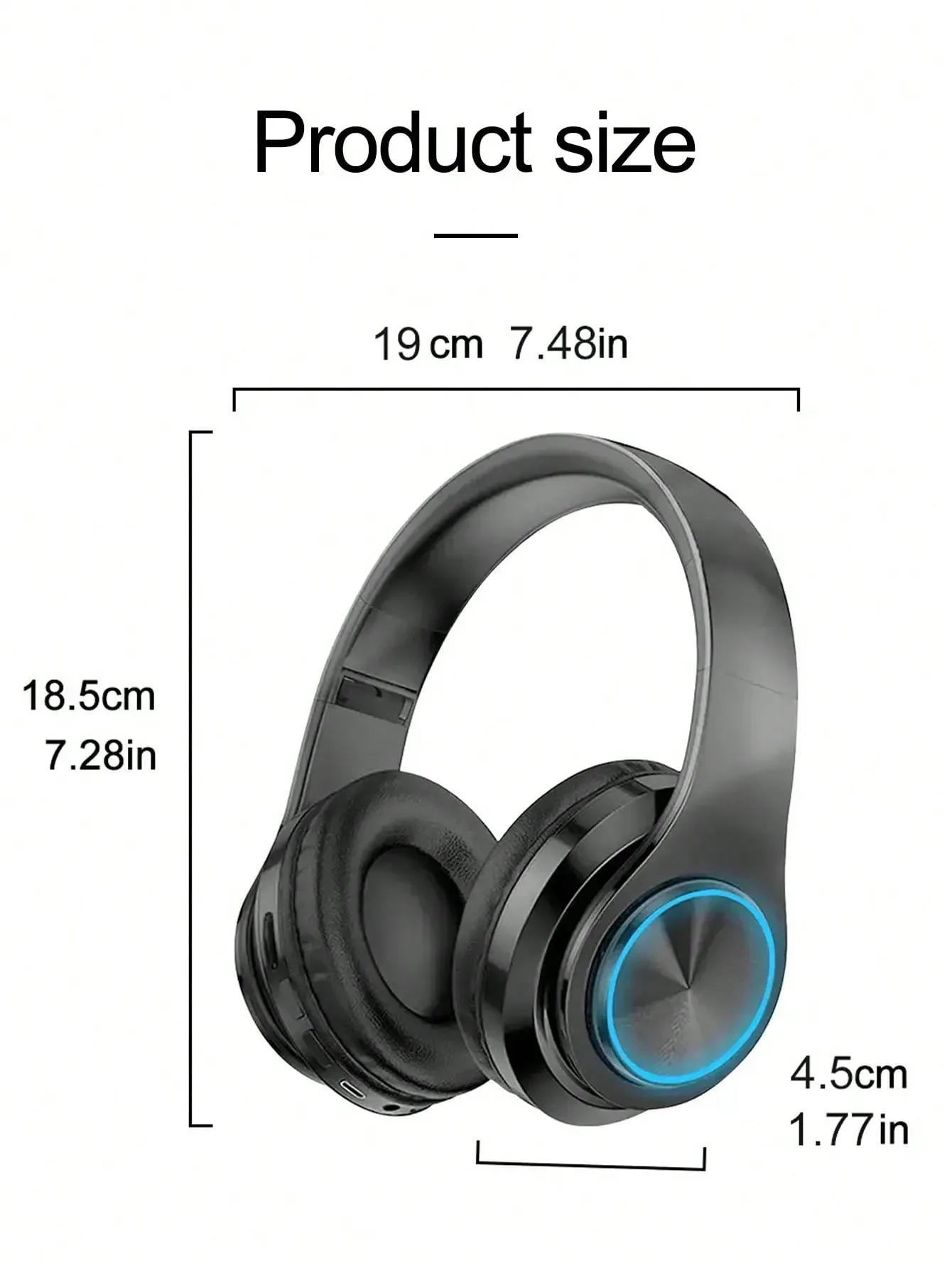 Light Emitting Wireless Headphones,Colorful LED Lights Comfort Over