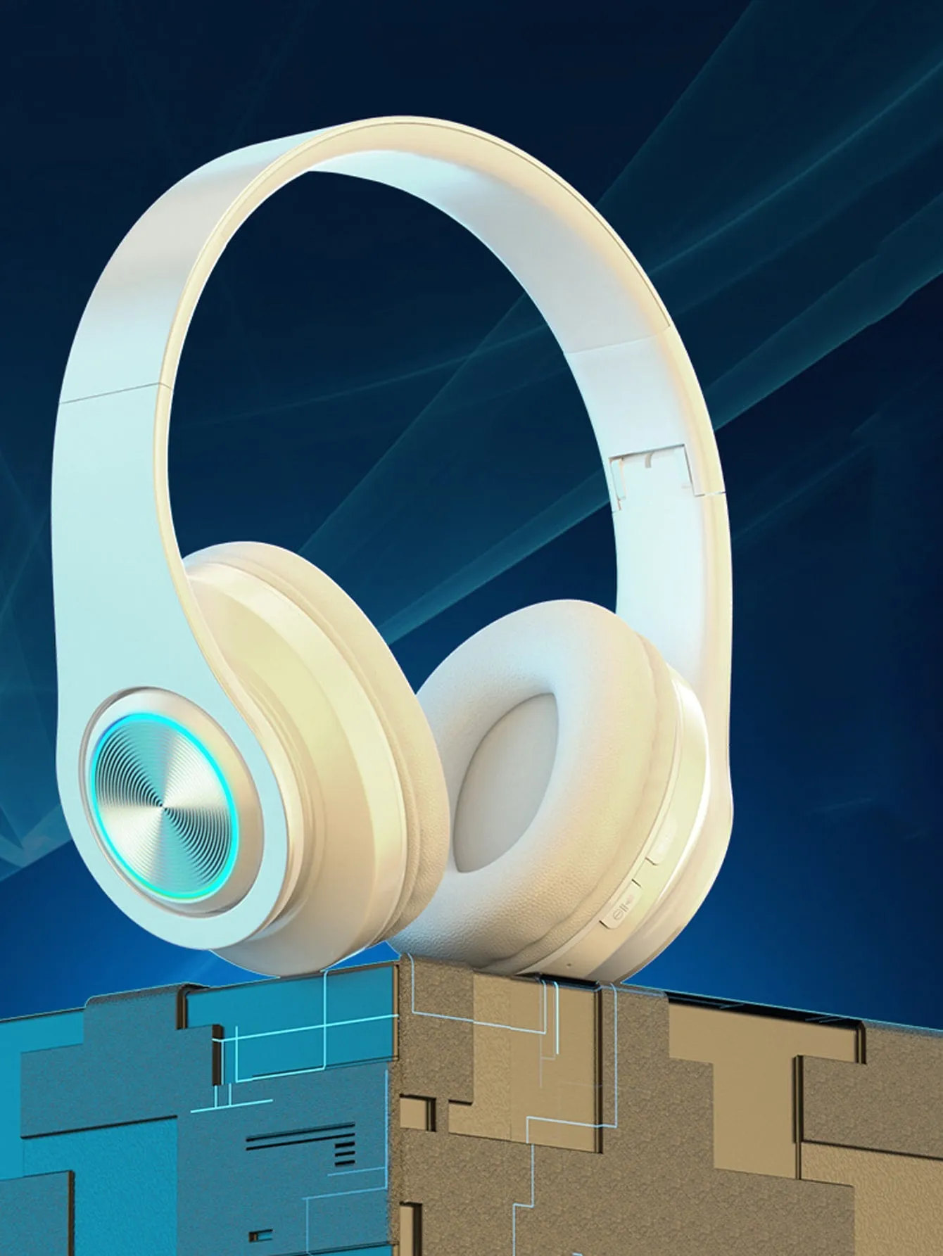 Light Emitting Wireless Headphones,Colorful LED Lights Comfort Over
