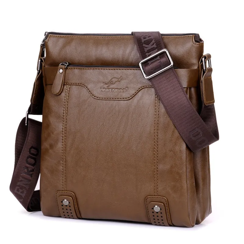 Lightweight Compact One Shoulder PU Leather Business Bag|Removable Pouch