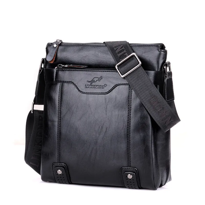 Lightweight Compact One Shoulder PU Leather Business Bag|Removable Pouch