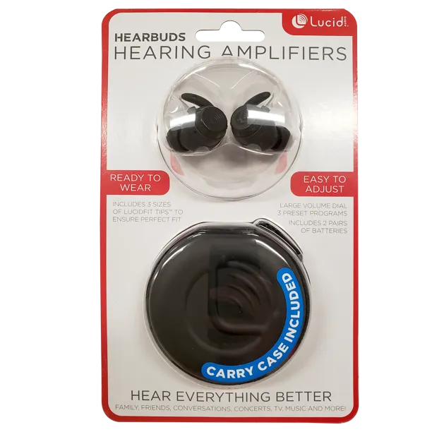 Lucid Audio LA-PSAP-EARBUDS HearBuds PSAP Hearing Amplifiers for Adults, Seniors, TV (Black)