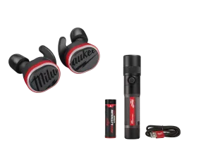 Milwaukee 2191-21FL USB Cordless Jobsite Ear Buds w/ 1100L Flashlight