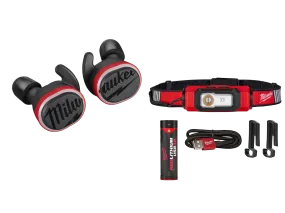 Milwaukee 2191-21HH USB Cordless Jobsite Ear Buds w/ Hard Hat Light