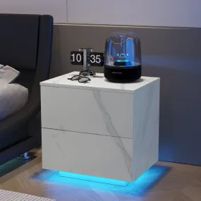 Nami Nightstand with LED Strip Lights - White