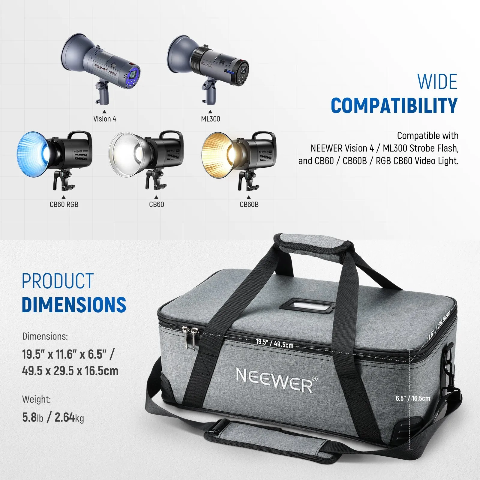 NEEWER PB5 Carrying Bag with Movable Foam Padded