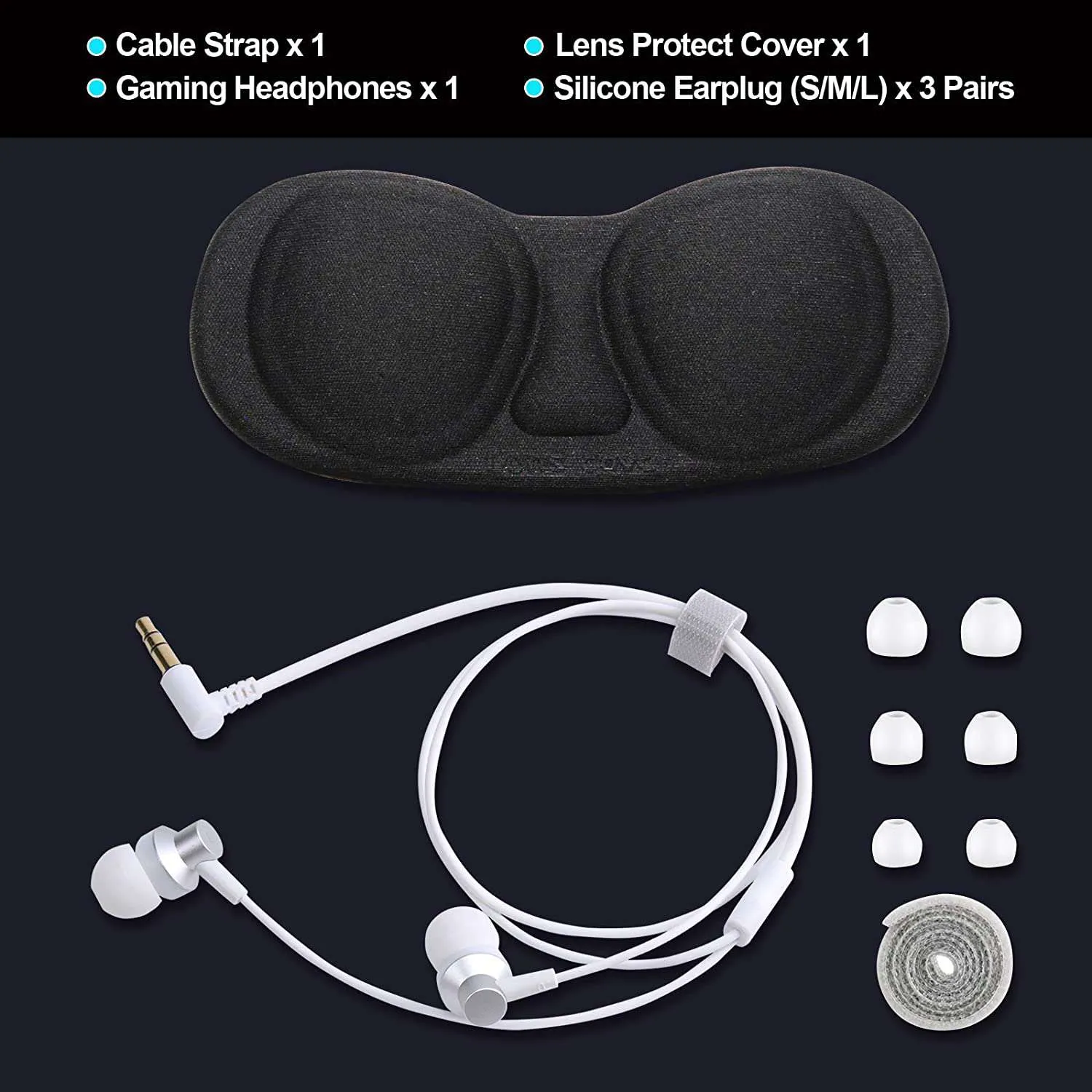 NexiGo PU Leather Face Cover, Lens Cover, and Earbuds Set for Oculus Quest 2