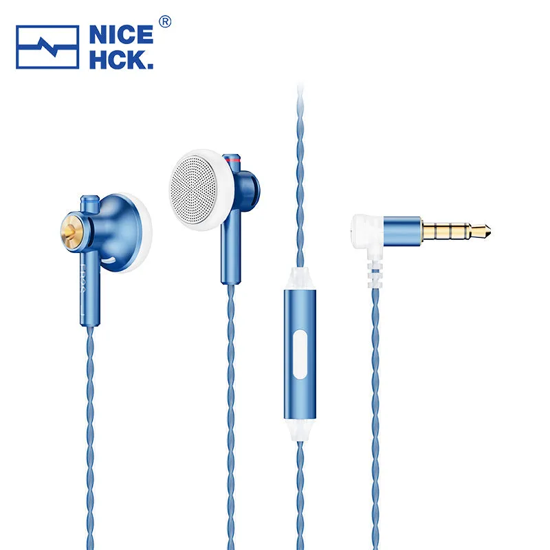 NiceHCK EB2S PRO Aluminum Alloy HIFI Wired Earbuds with Microphone,Flat-Head Audiophile 15.4mm Dynamic Unit  Earphone Ear buds Bass Headset With Silver Plated OCC Mixed Cable