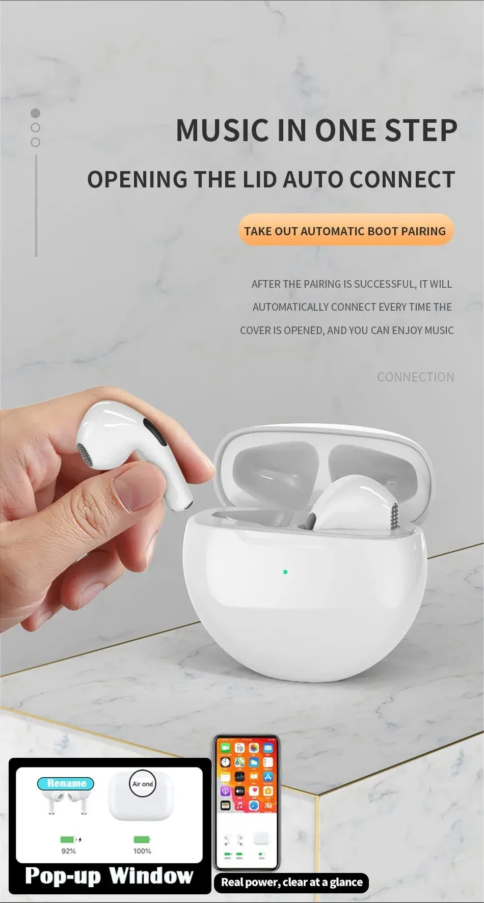 Original Air Pro 6 TWS Wireless Bluetooth Earphones Mini Pods Earbuds Earpod Headset For Xiaomi Android Apple iPhone Headphones
