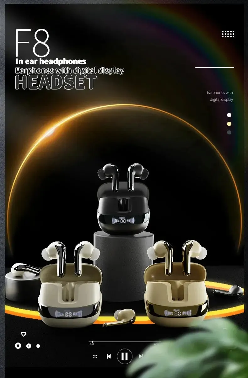 Original XIAOMI F8 Wireless Headphones Charging Bluetooth Headset Earbuds Noise Reduction Earphones Led Display Sport With Mic