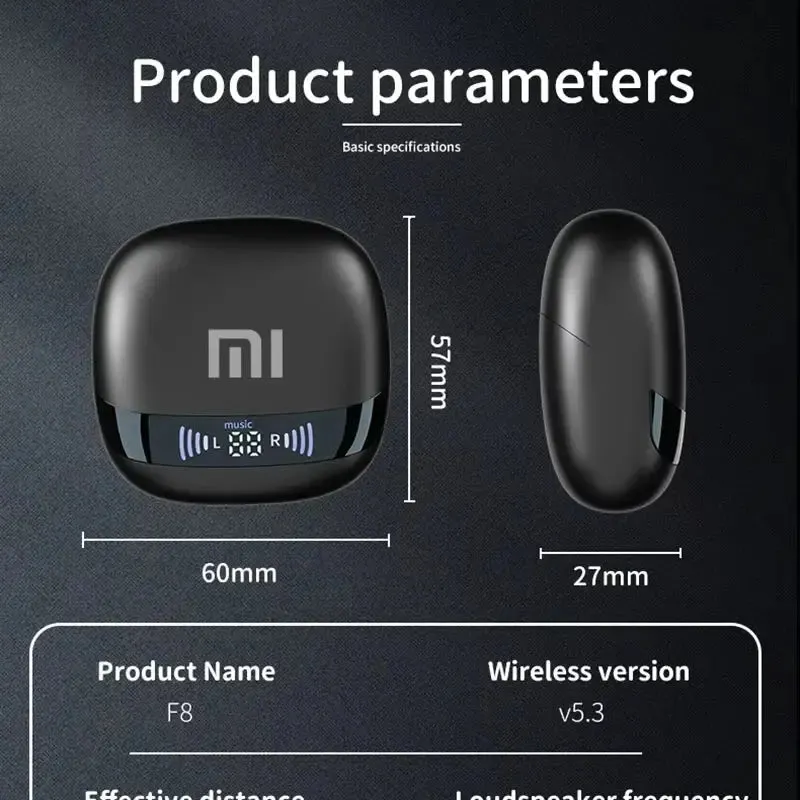 Original XIAOMI F8 Wireless Headphones Charging Bluetooth Headset Earbuds Noise Reduction Earphones Led Display Sport With Mic