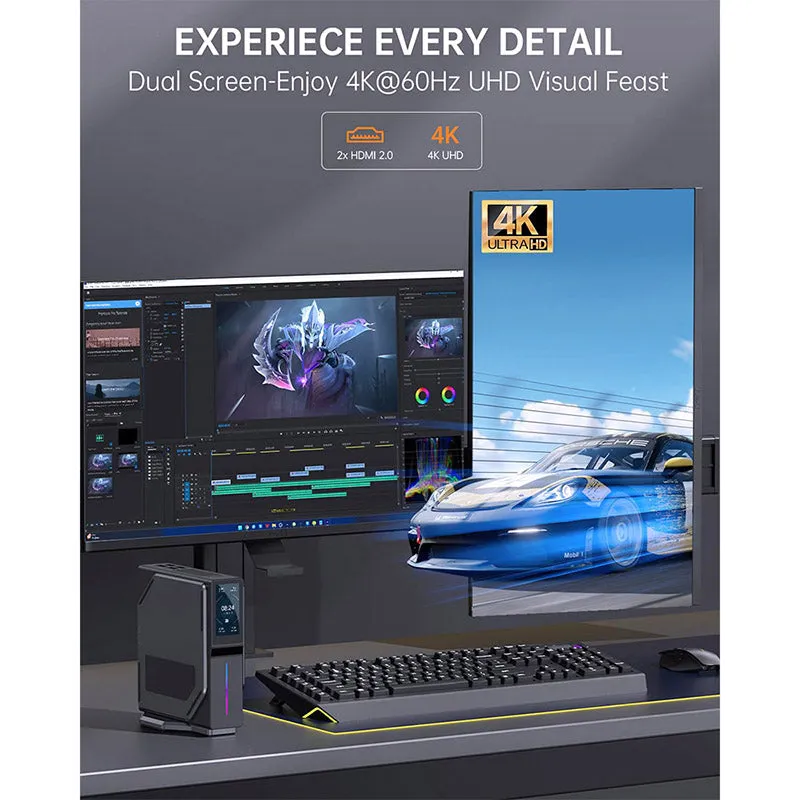 OUVIS S1 Mini PC with LCD Screen RGB EU Version