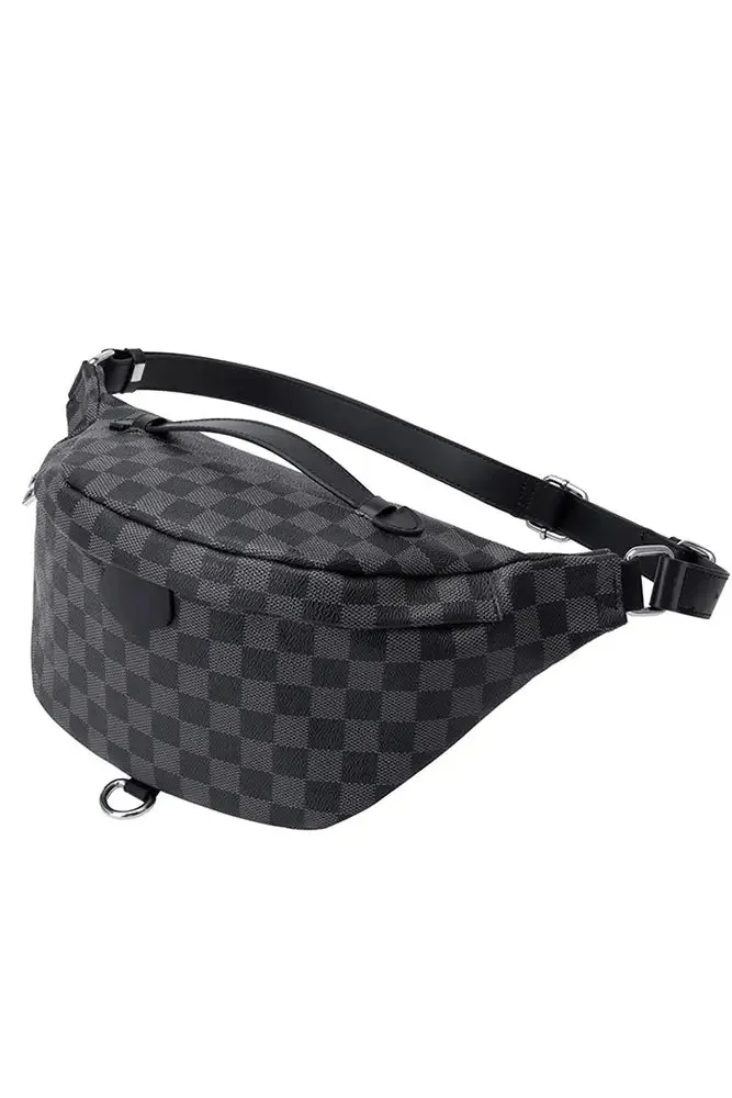 Plaid Print Adjustable Crossbody Waist Bag