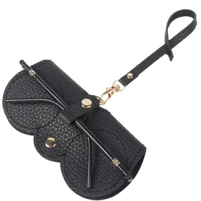 Portable Soft Leather Glasses Case | Slim Travel Sunglasses Pouch | Outdoor Carrying Organizer Eyeglass Bags with Wrist Strap