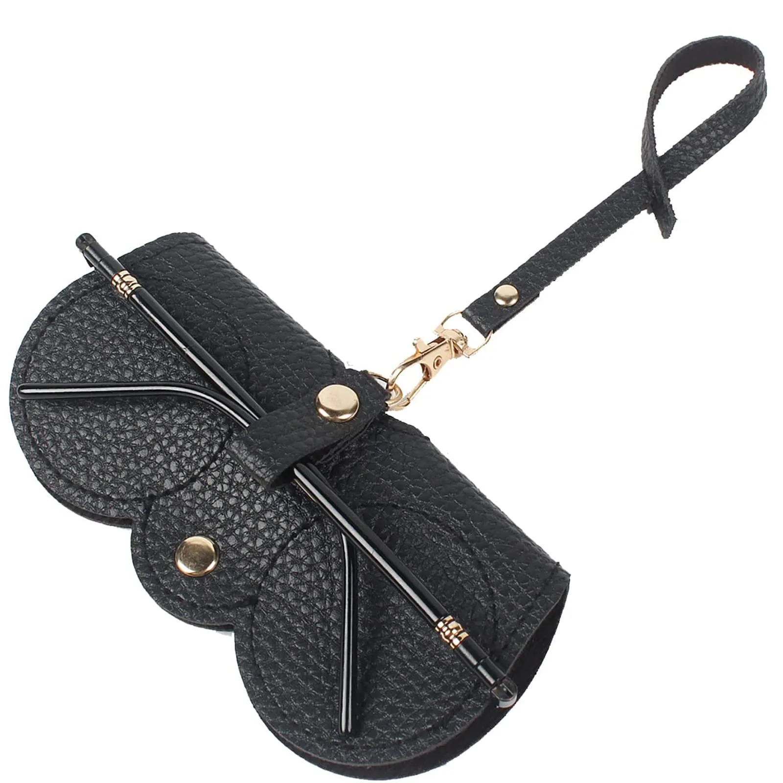 Portable Soft Leather Glasses Case | Slim Travel Sunglasses Pouch | Outdoor Carrying Organizer Eyeglass Bags with Wrist Strap