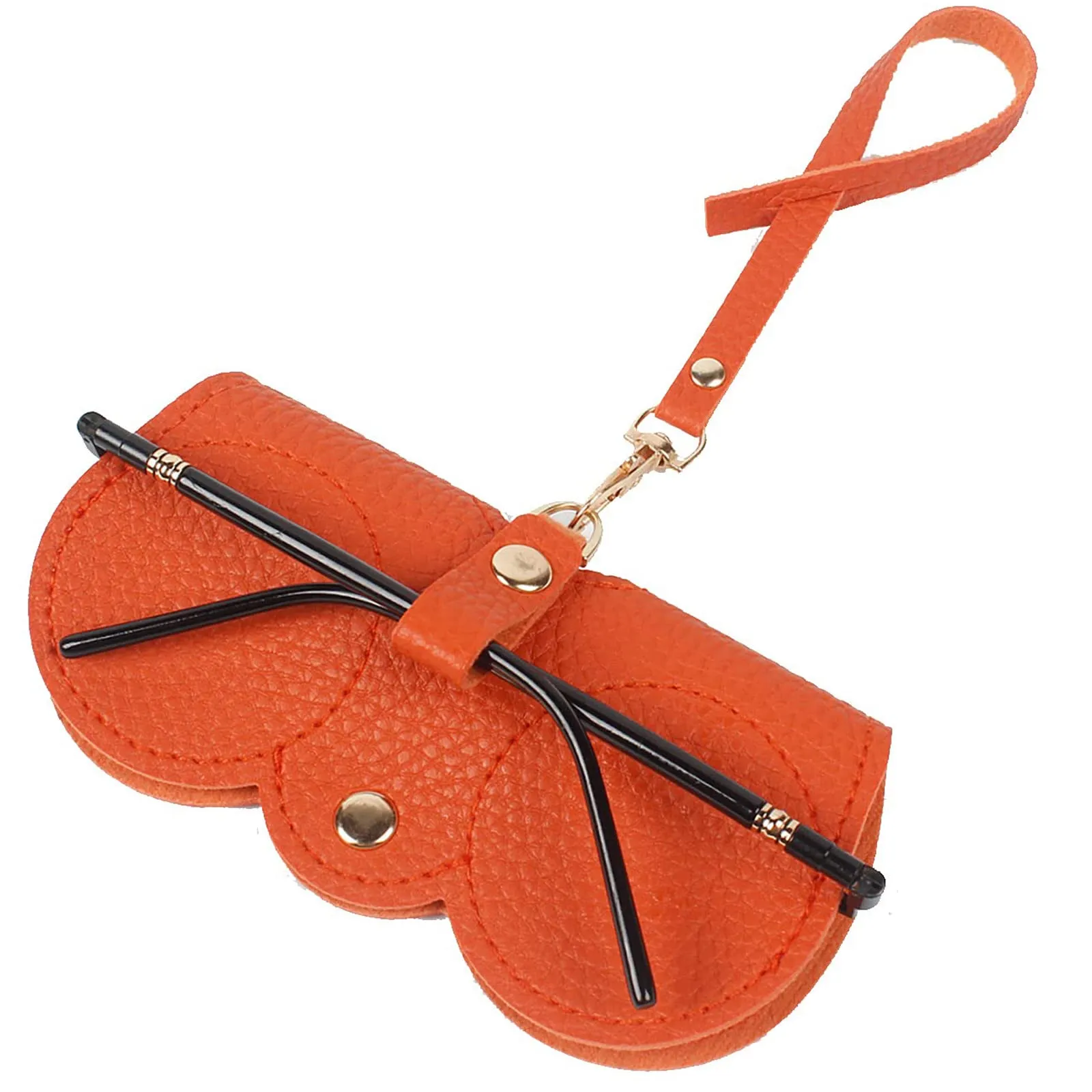 Portable Soft Leather Glasses Case | Slim Travel Sunglasses Pouch | Outdoor Carrying Organizer Eyeglass Bags with Wrist Strap