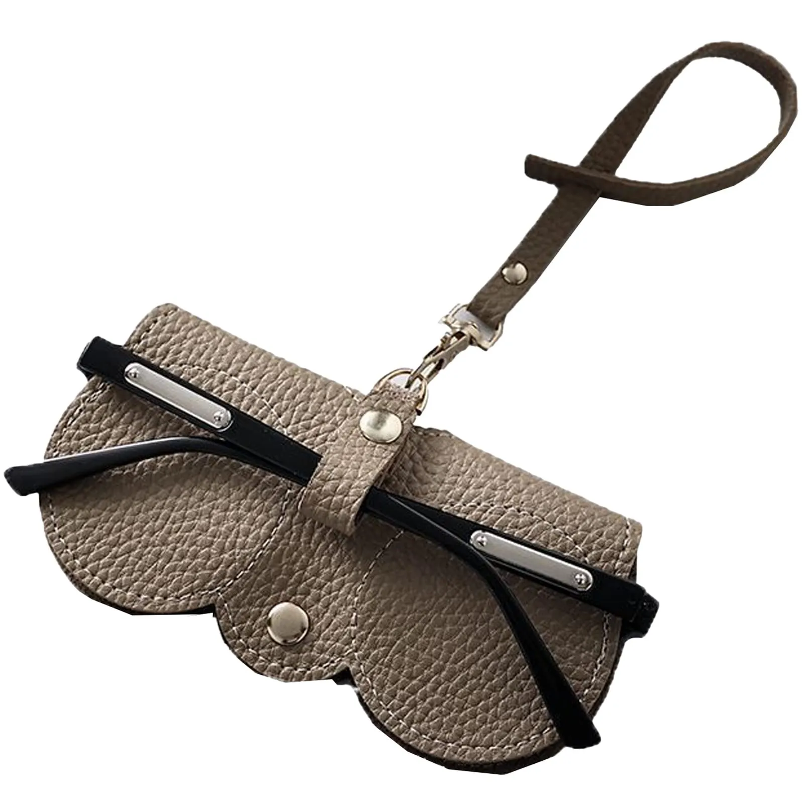 Portable Soft Leather Glasses Case | Slim Travel Sunglasses Pouch | Outdoor Carrying Organizer Eyeglass Bags with Wrist Strap