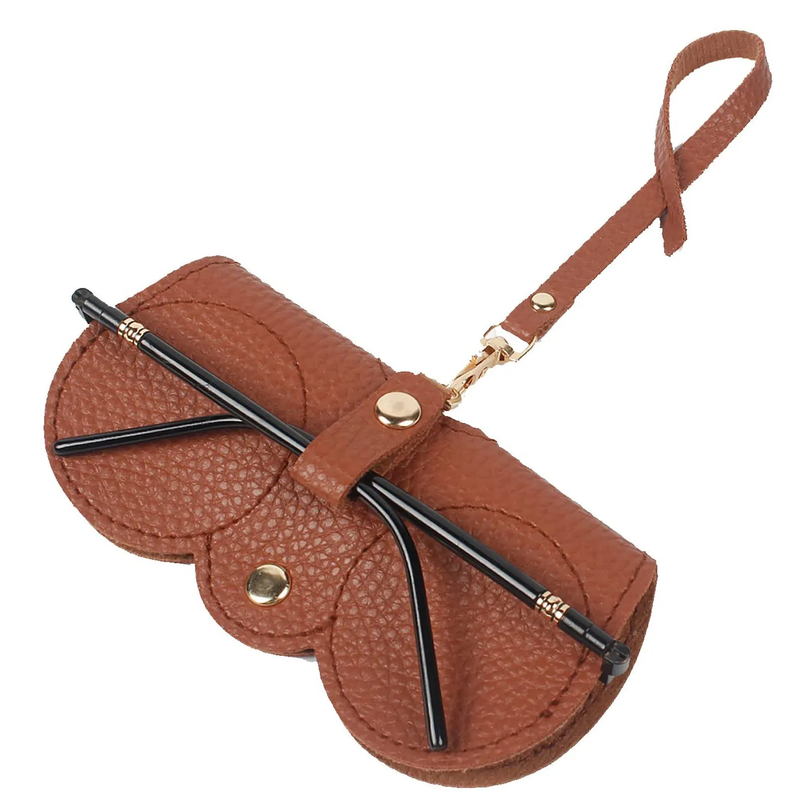 Portable Soft Leather Glasses Case | Slim Travel Sunglasses Pouch | Outdoor Carrying Organizer Eyeglass Bags with Wrist Strap