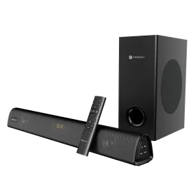 Portronics Pure Sound 106 | 120W Bluetooth Soundbar with Wired Subwoofer for Deep Bass, 2.1 Channel Home Theatre, HD Sound,3 EQ Modes, BT 5.3V,HDMI, AUX in, USB Port, Sleek Remote Control